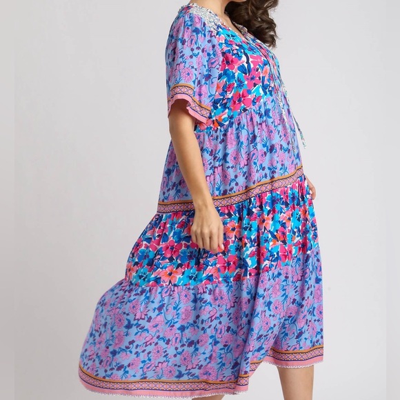 Umgee NWT Boutique Boho Hippy Floral Print Dress XL - 2X Periwinkle Lave… - Picture 11 of 12